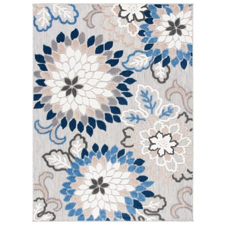 Flowers First 6 ft.-7 in. x 6 ft.-7 in. Cabana Bohemian Power Loomed Round Rug; Grey & Blue FL1860136